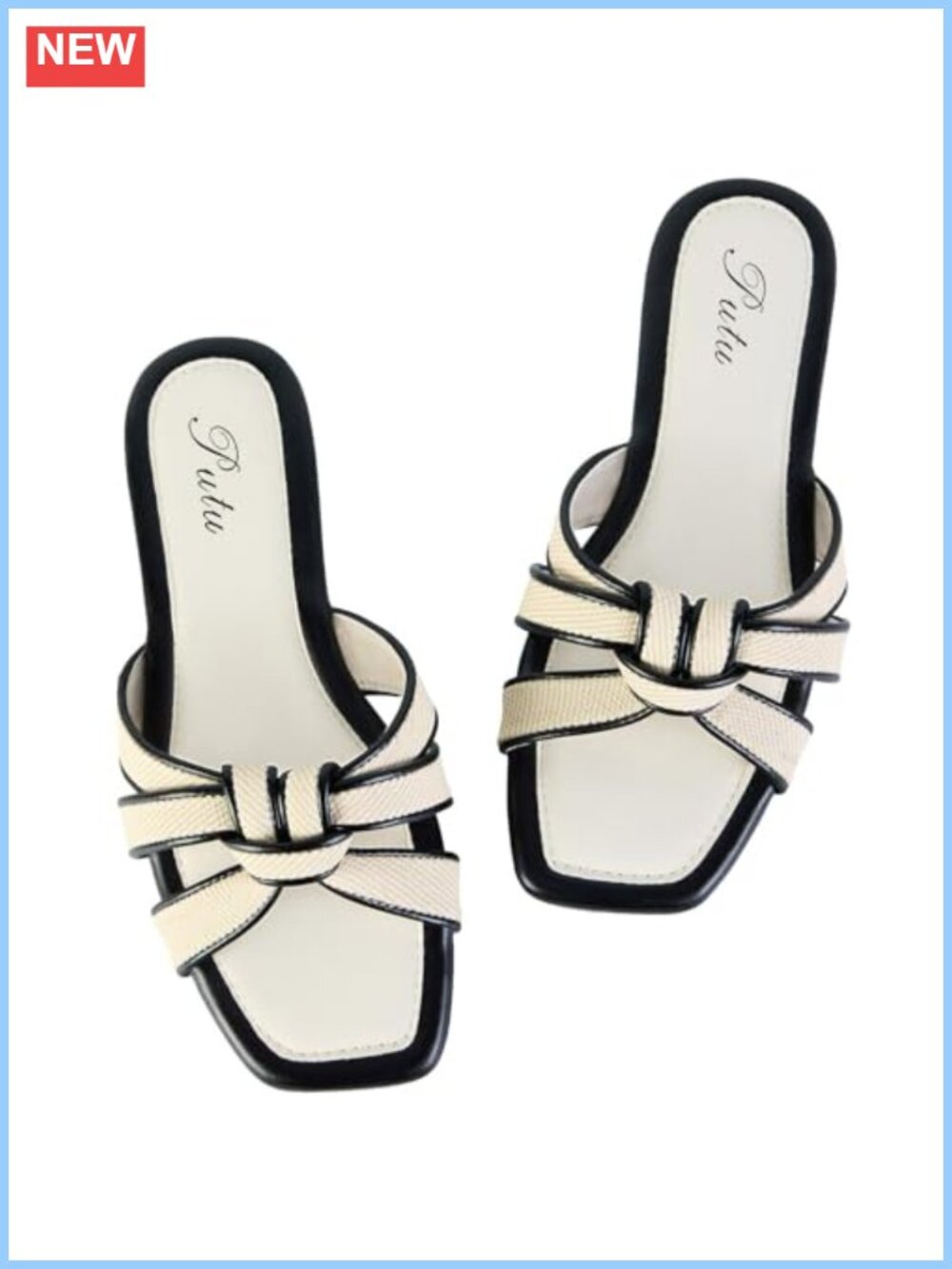 Women's Flat Slide Sandals Crisscross Braided Faux Leather